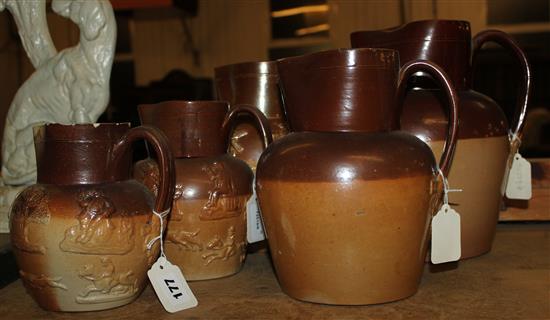Five 19th century harvest jugs(-)